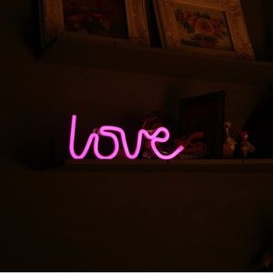 Pink LOVE LED Neon Sign Battery and USB